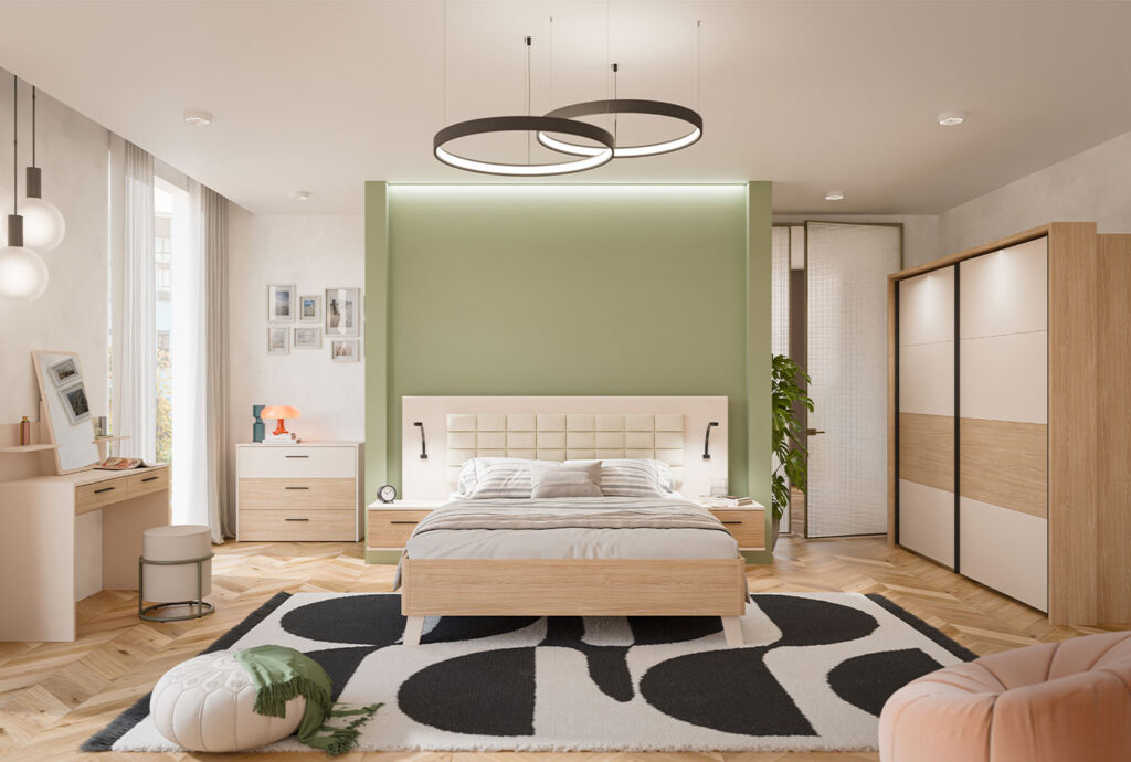 Spalnica RICO hrast elegant / peščena