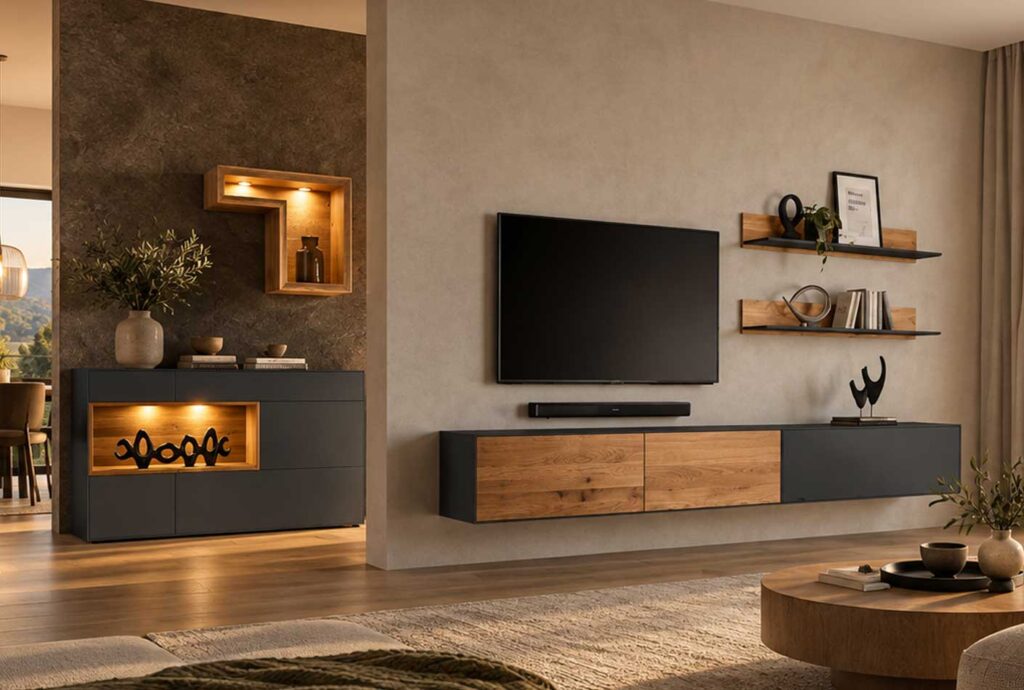dnevni regal TESSIN antracit hrast