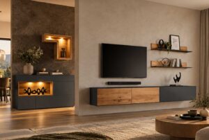 dnevni regal TESSIN antracit hrast